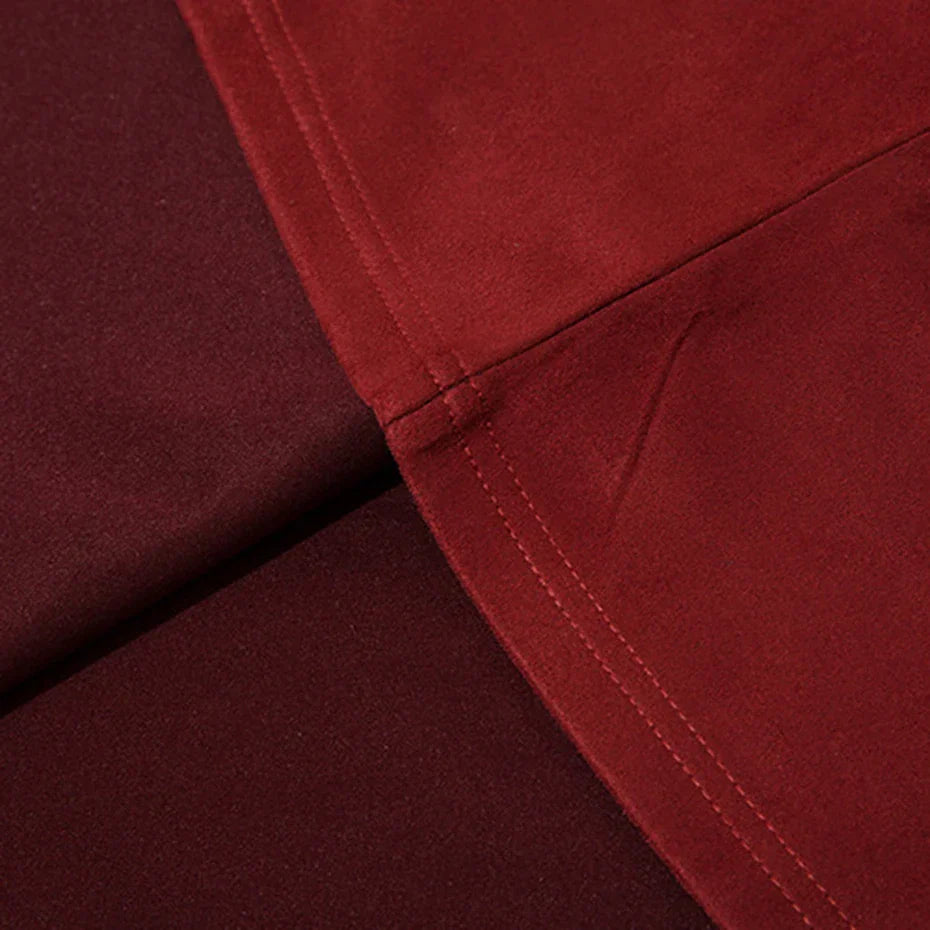 Rich burgundy hip hop suede t shirt fabric with visible stitching highlighting embroidery oversized harajuku style for men summer loose fit