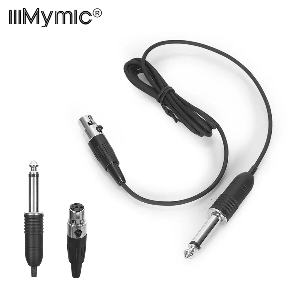 Iiimymic guitar bass black and silver 4pin xlr ta4f to 6.3mm audio cable with interchangeable connectors for body pack transmitter