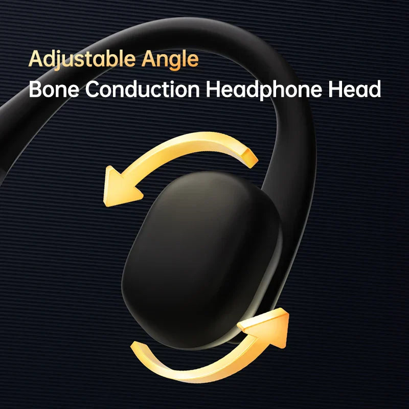 Black bone conduction wireless headphones with adjustable angle design ipx8 waterproof swimming-grade mp3 hifi music