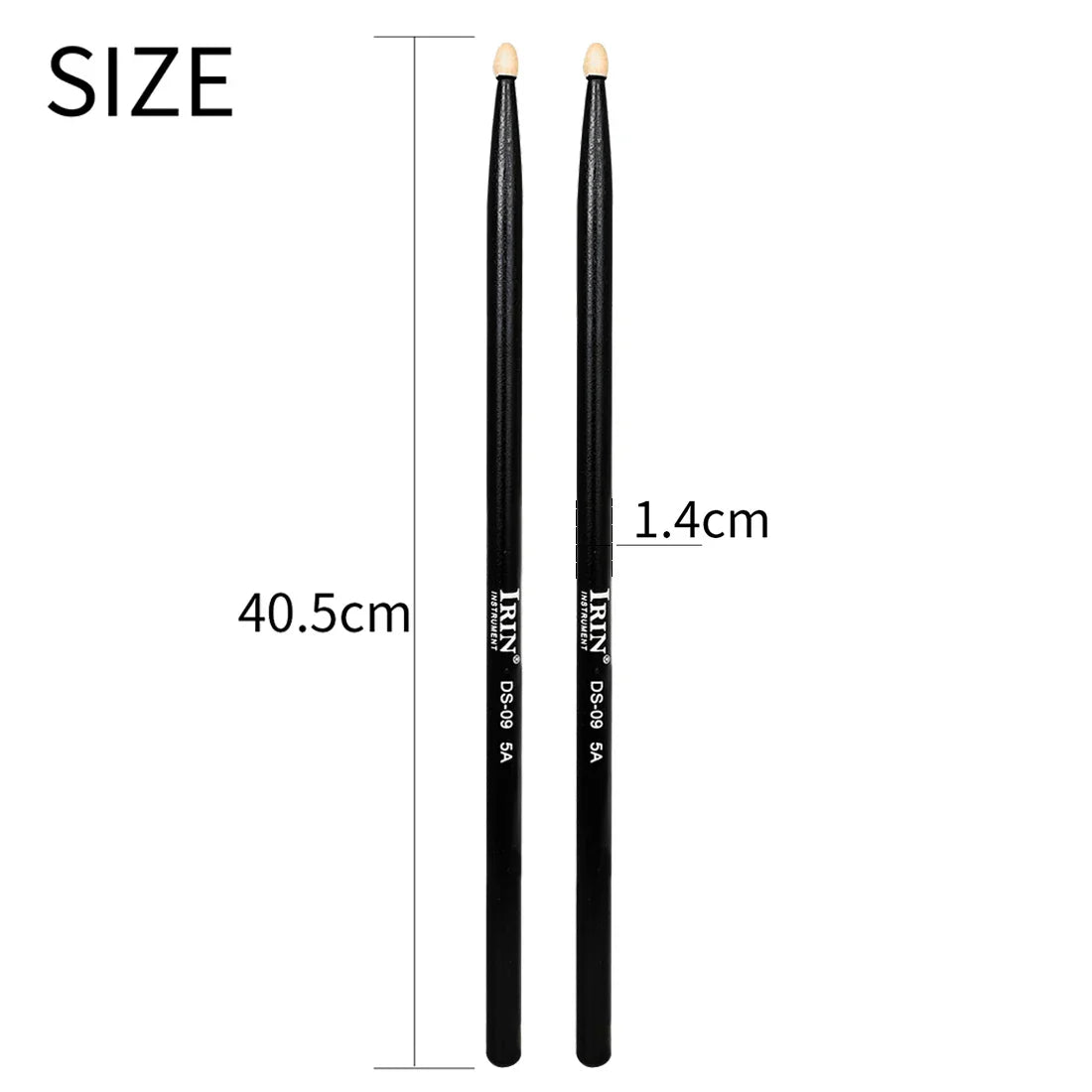 Black irin drumstick jazz 5a solid maple pair with beige tips 40.5cm for percussion music instrument use