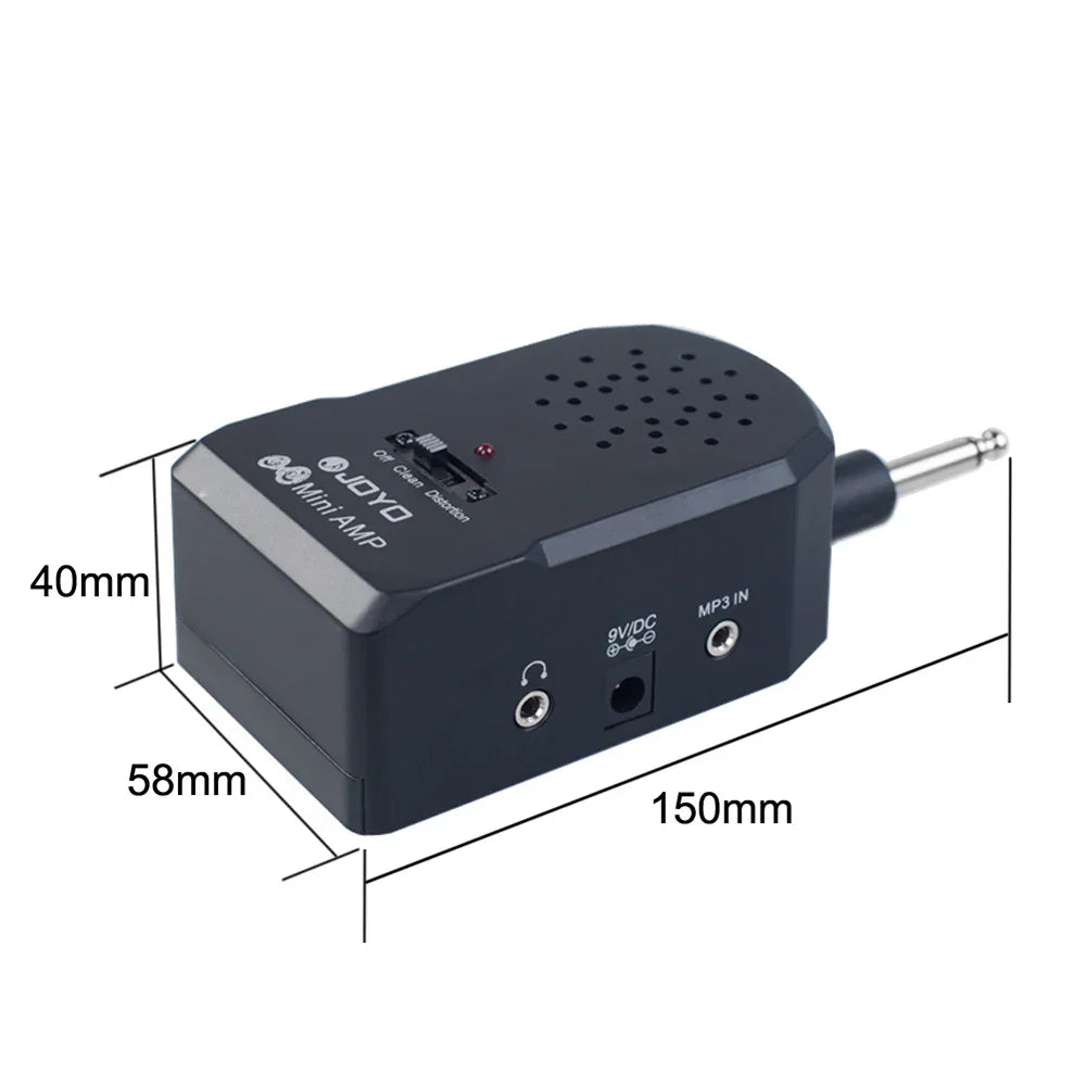 Black plastic joyo guitar amplifier amp headphone with multiple ports and clean distortion effect for electric guitar