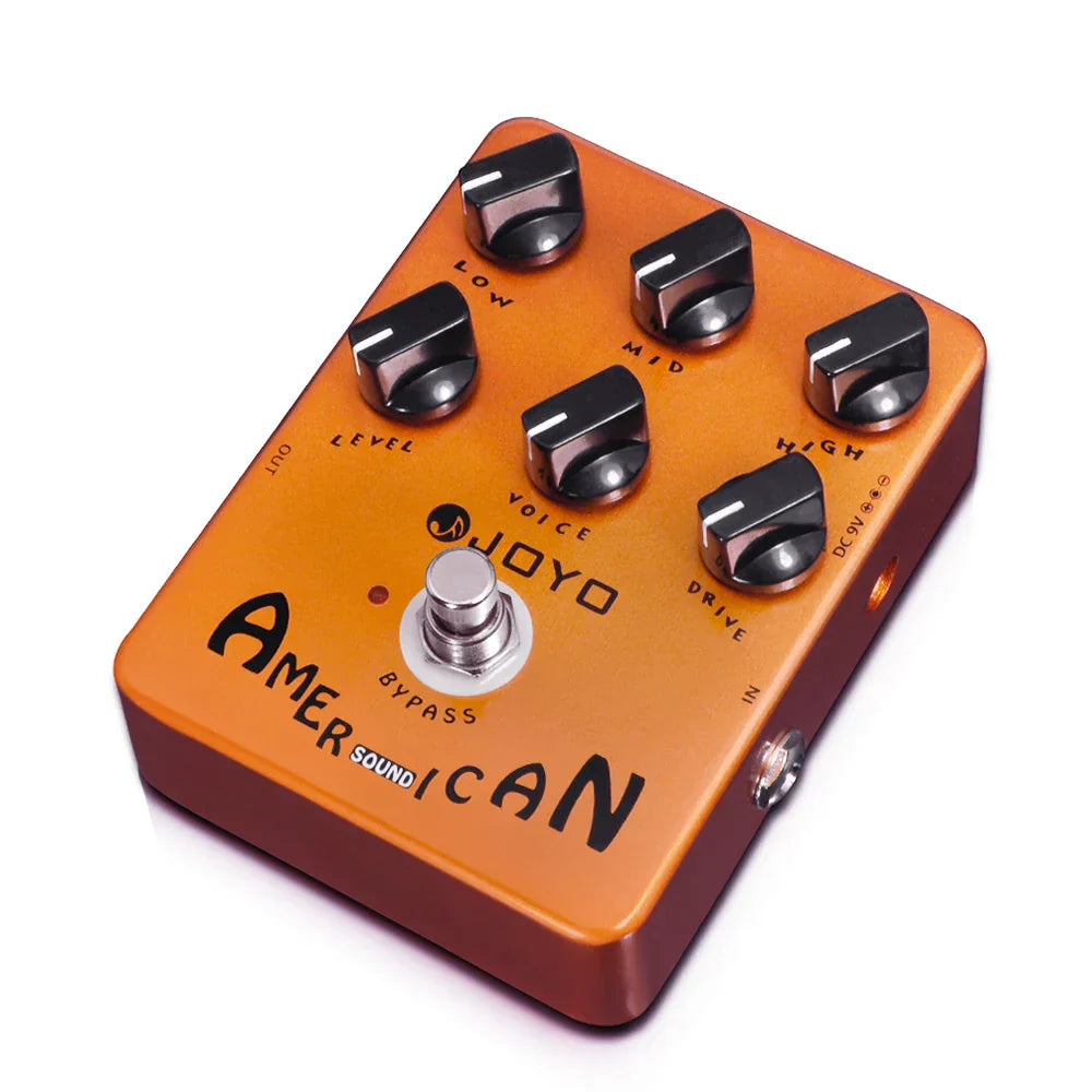 Orange JOYO American sound electric guitar pedal with black knobs and silver footswitch featuring true bypass deluxe amplifier pedals