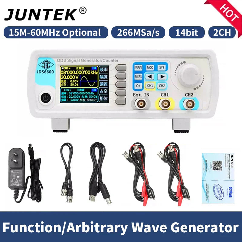 White juntek jd56600 dds signal generator and counter with 60mhz dds function arbitrary waveform usb and frequency meter pulse