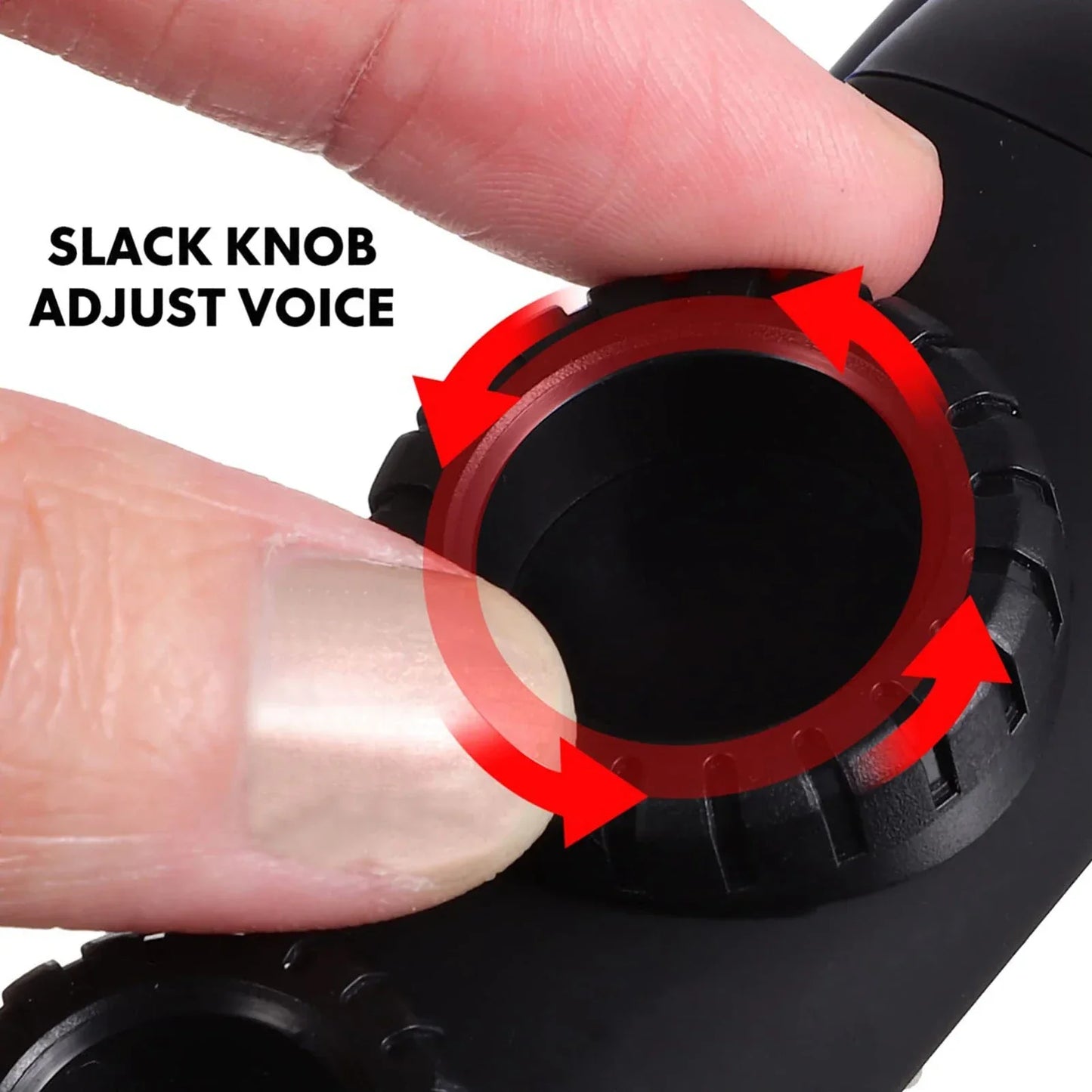 Black textured knob with red indicator for voice adjustment on kazoo flute dual hole flute adjustable musical wind instrument