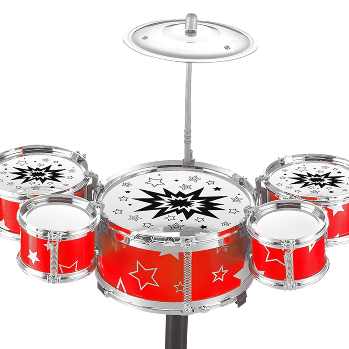 Red and white star patterned kids drum kits with chrome hardware preschool learning toy drum set simulation for children gifts