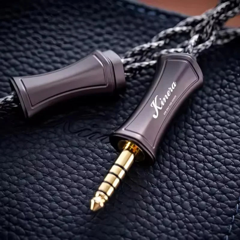 Dark gray kinera frigg tuning iems hifi 3.5mm audio jack with gold-plated tip and braided cable for studio stage audiophiles