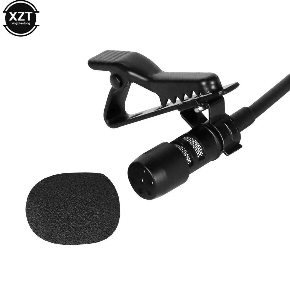 Black xzt lavalier microphone with clip and detachable foam windscreen for laptop live recording stereo usb mic 2m portable use