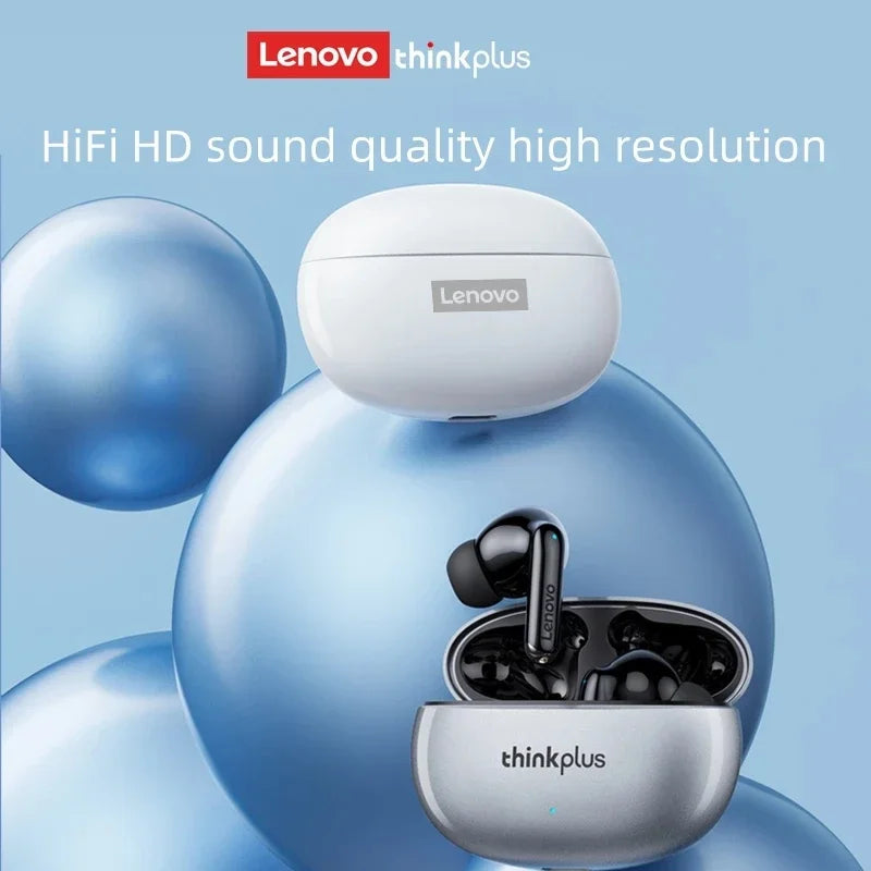 Lenovo xt88 wireless earbuds hifi music earphone in sleek black with silver white charging case for sport use