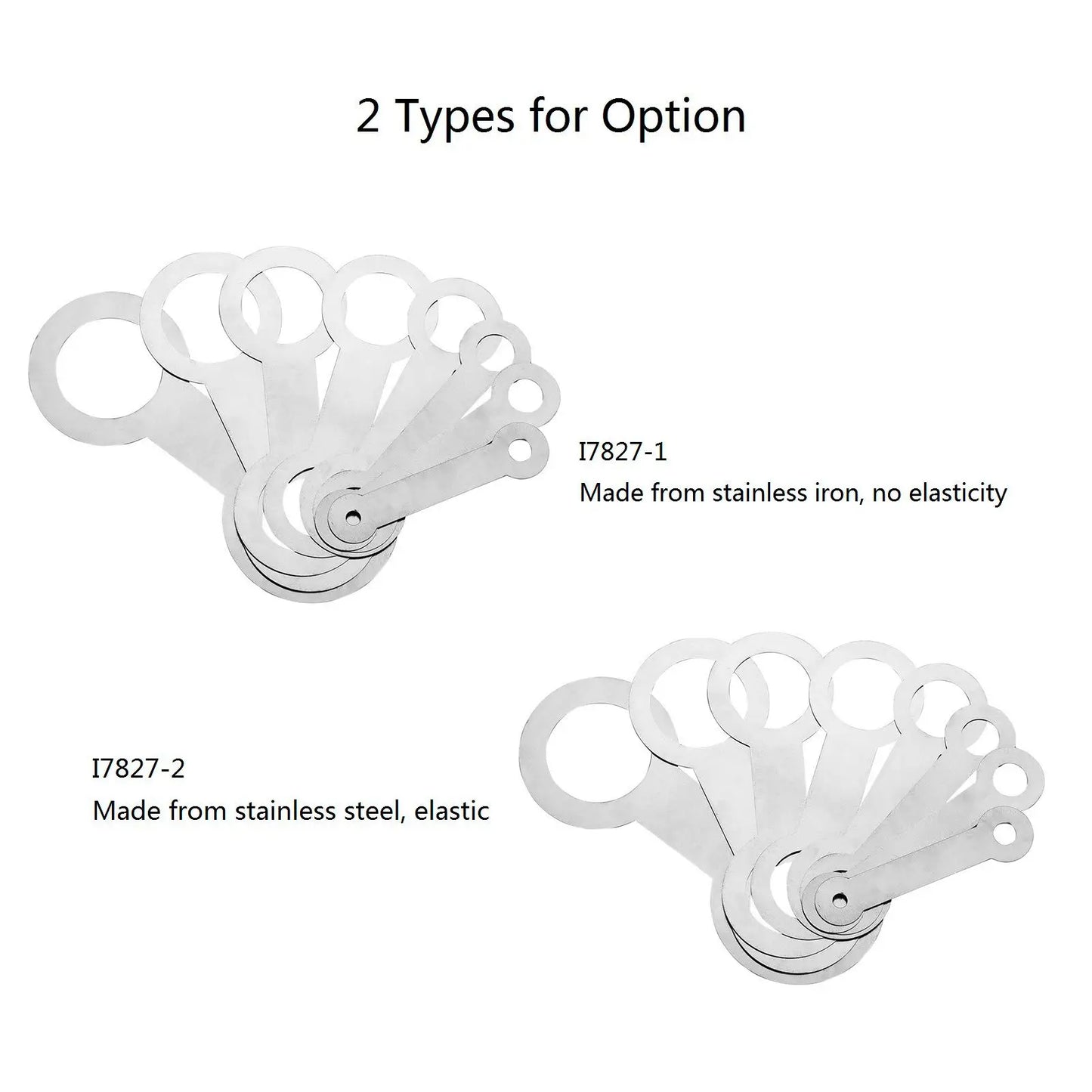 Set of two stainless steel saxophone sound hole pad leveling tools featuring one elastic and one nonelastic spoon for instrument maintenance replacement