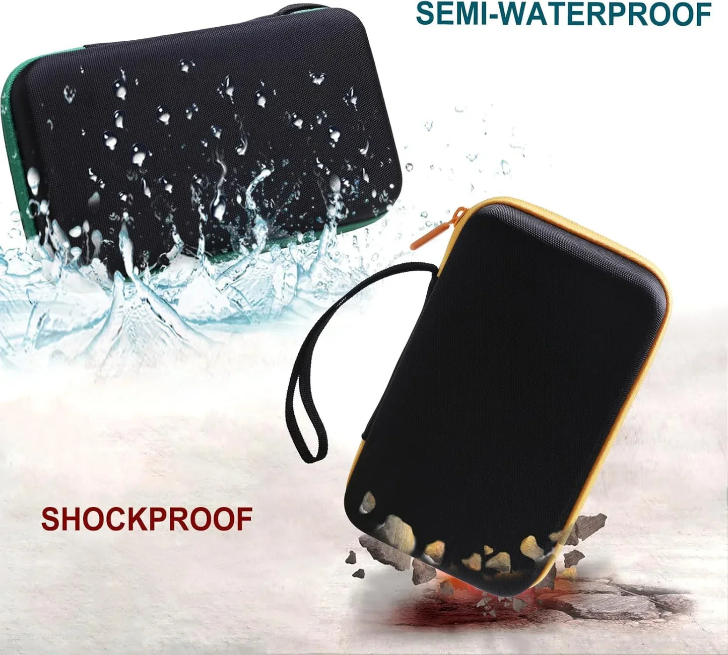 Black semi-waterproof shockproof hard case with gold zipper and wrist strap for roland aira compact e-4 creative sampler drum sequencer
