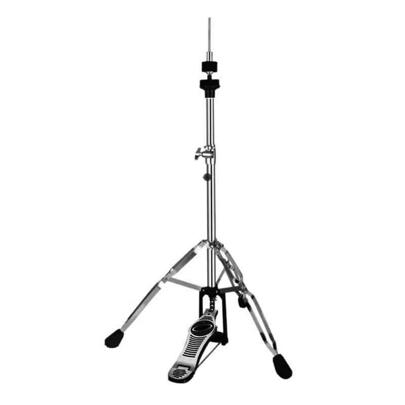 Chrome finished metal cymbal stand with triangle support bracket black rubber feet and foot pedal for jazz drum accessories