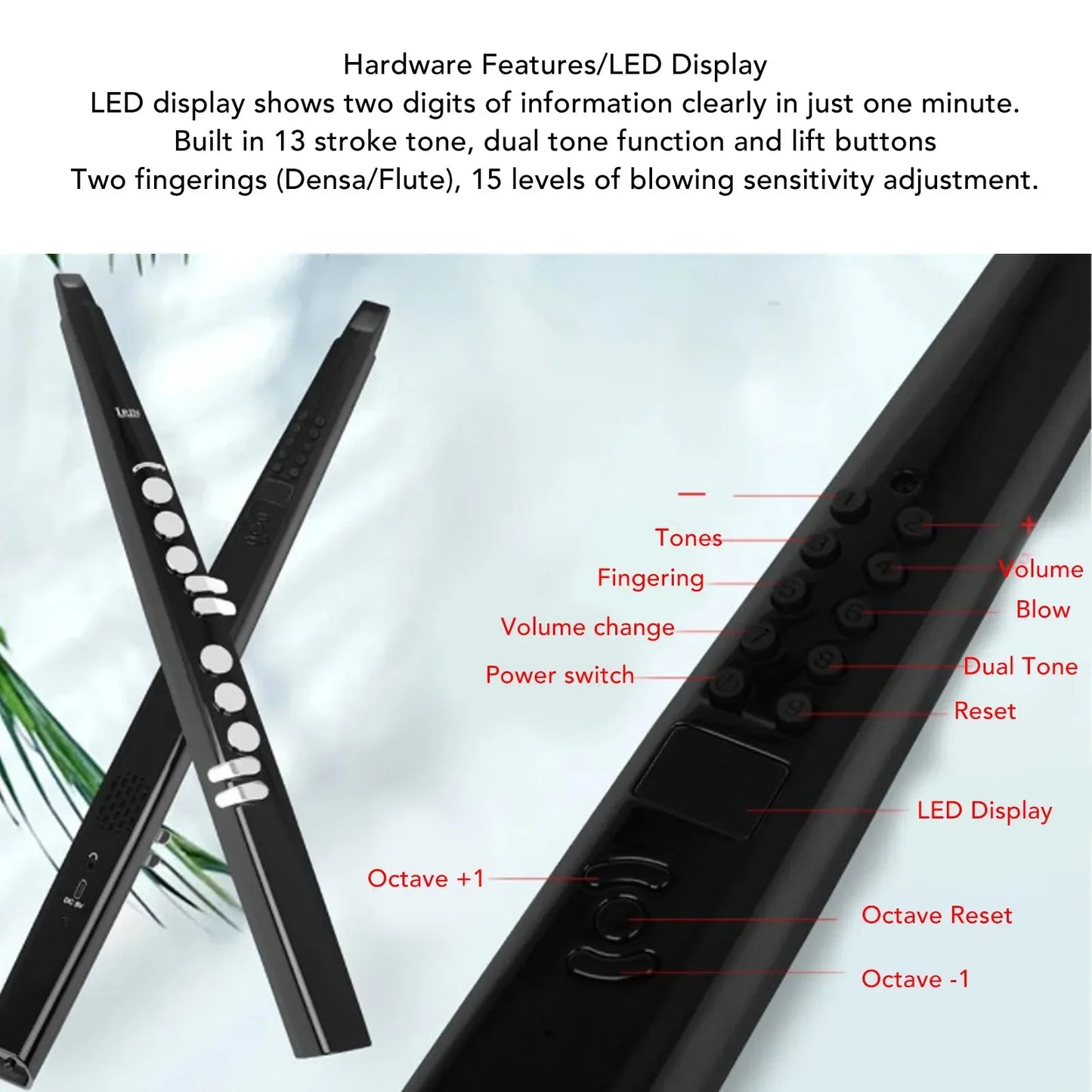 Black midi electronic saxophone digital wind instrument with led display tone multifunctional rechargeable battery