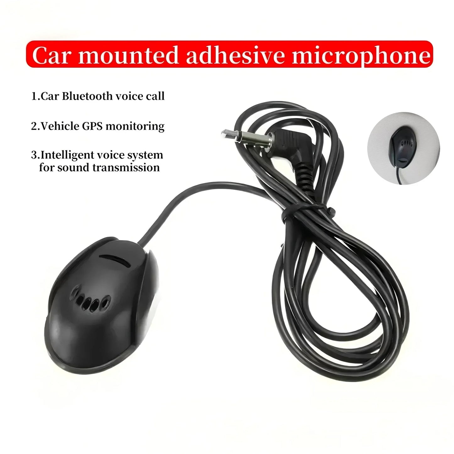 Black wired type mini microfono with coiled cable and 3.5mm jack for dvd radio player and hands-free car use