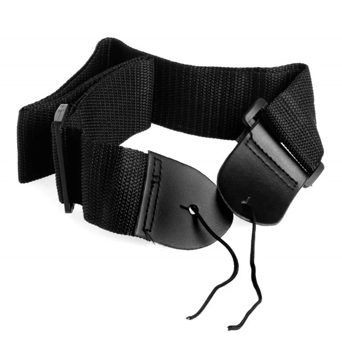 Black woven cloth shoulder strap miwayer guitar strap with leather-like ends for acoustic and electric guitars music use
