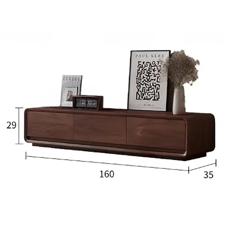 Dark brown wooden glamour tv stand with three drawers and sleek modern design for sala luxury furniture room storage moveis