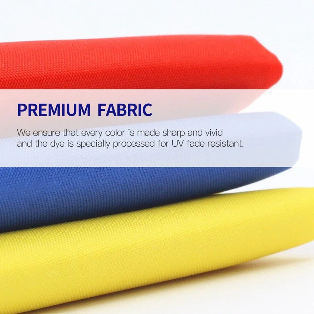 Stack of premium fabric rolls in red white blue and yellow for music is my drug funny flag dormitory family wall banner decor
