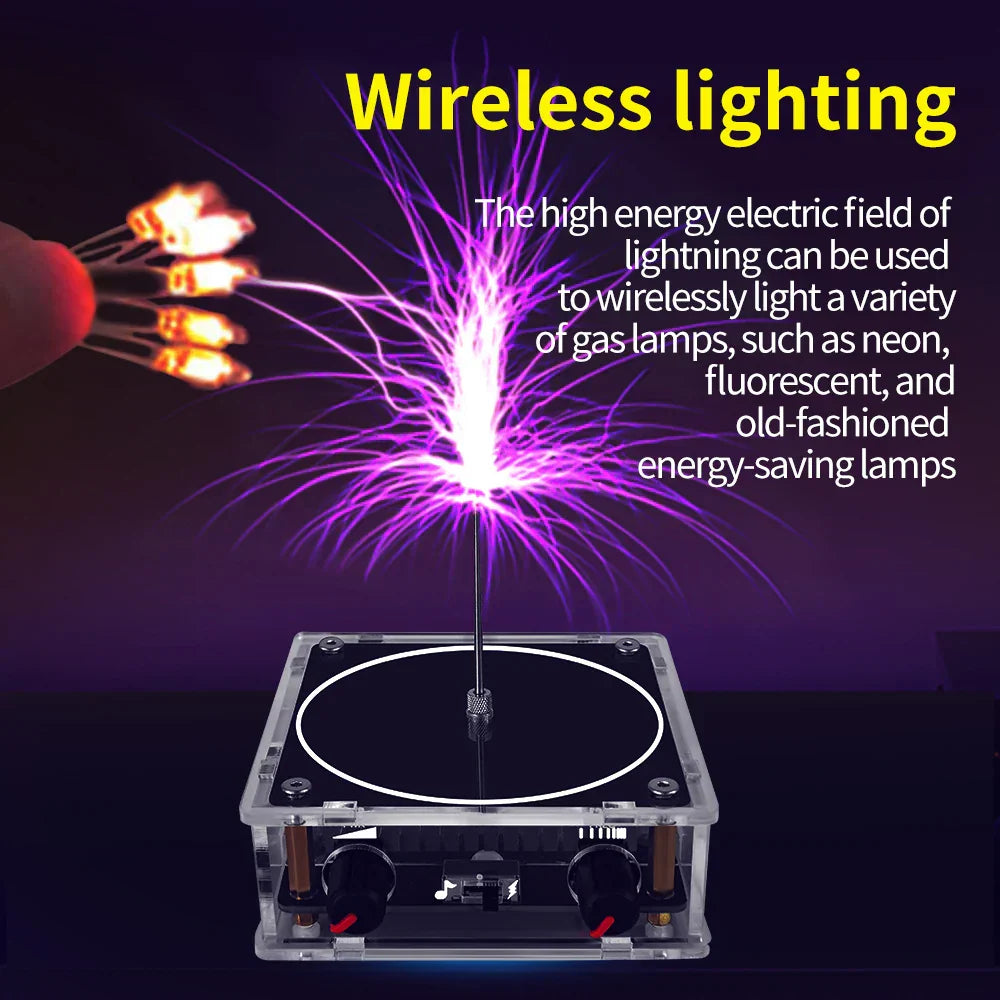 Clear acrylic music tesla coil bluetooth lighting kit with purple artificial lightning touchable electric arcs