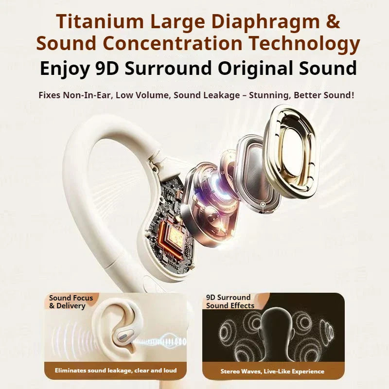 White titanium earbuds sports headsets with large diaphragm and headphone 9d surround technology for samsung use