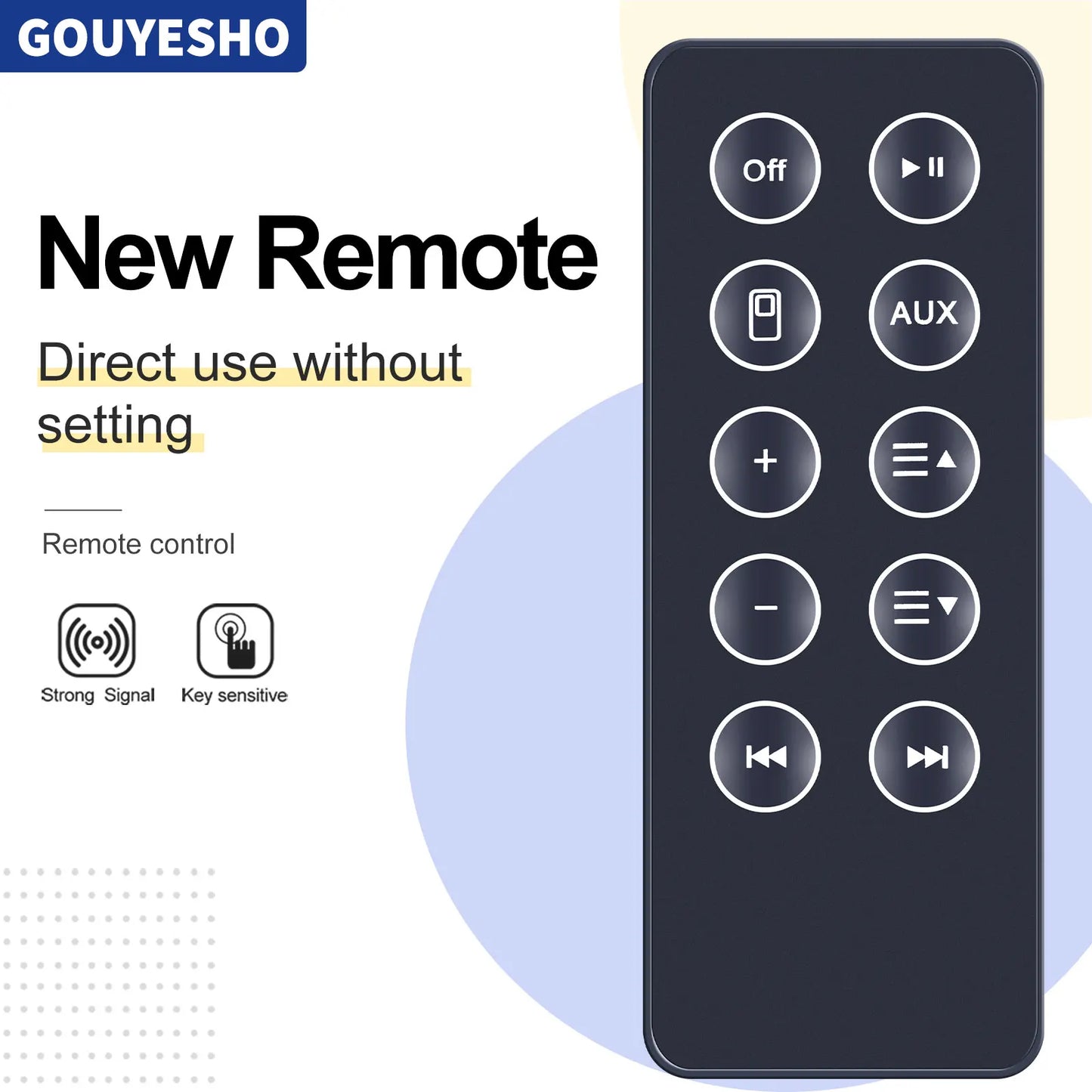 Black rectangular remote control with white circular buttons for bose sounddock iii bluetooth digital am316536 am314136 sounddock