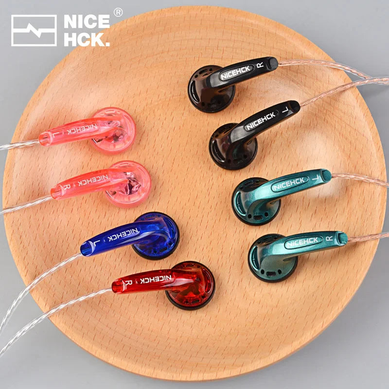 Nicehck yd30 wired in ear earbuds with colorful transparent plastic case and dynamic hd microphone for gaming meeting vido