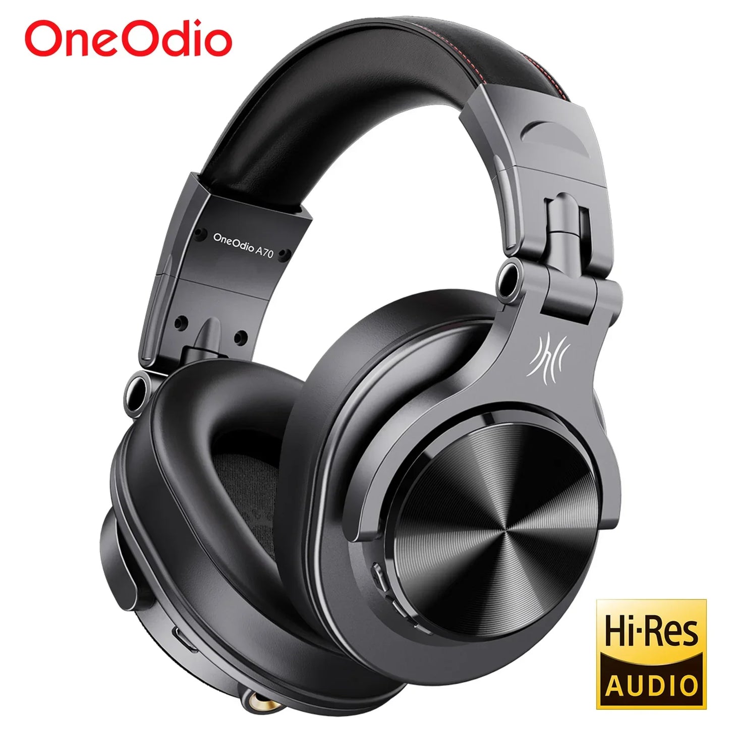 Black oneodio fusion a70 over-ear headphones with sleek metallic finish and padded headband for professional studio monitor use