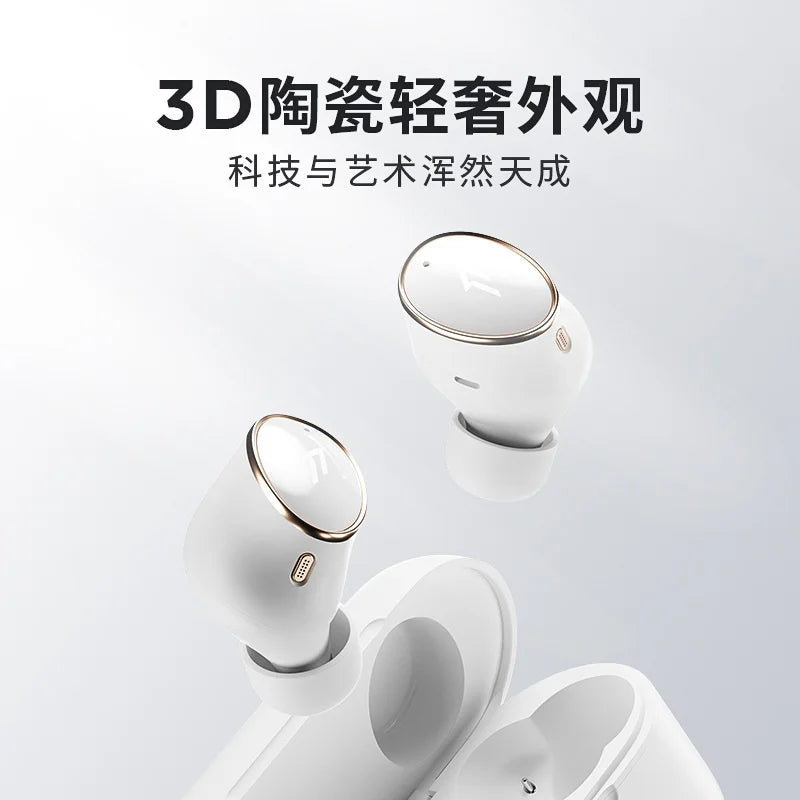 White original evo soundid customn eq earbuds with glossy ceramic finish and gold-tone trim earbuds anc headphones