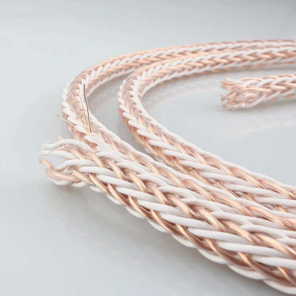 Rose gold and white braided per meter hifi 8tc 7n occ pure copper wire loudspeaker cable with exposed copper strands