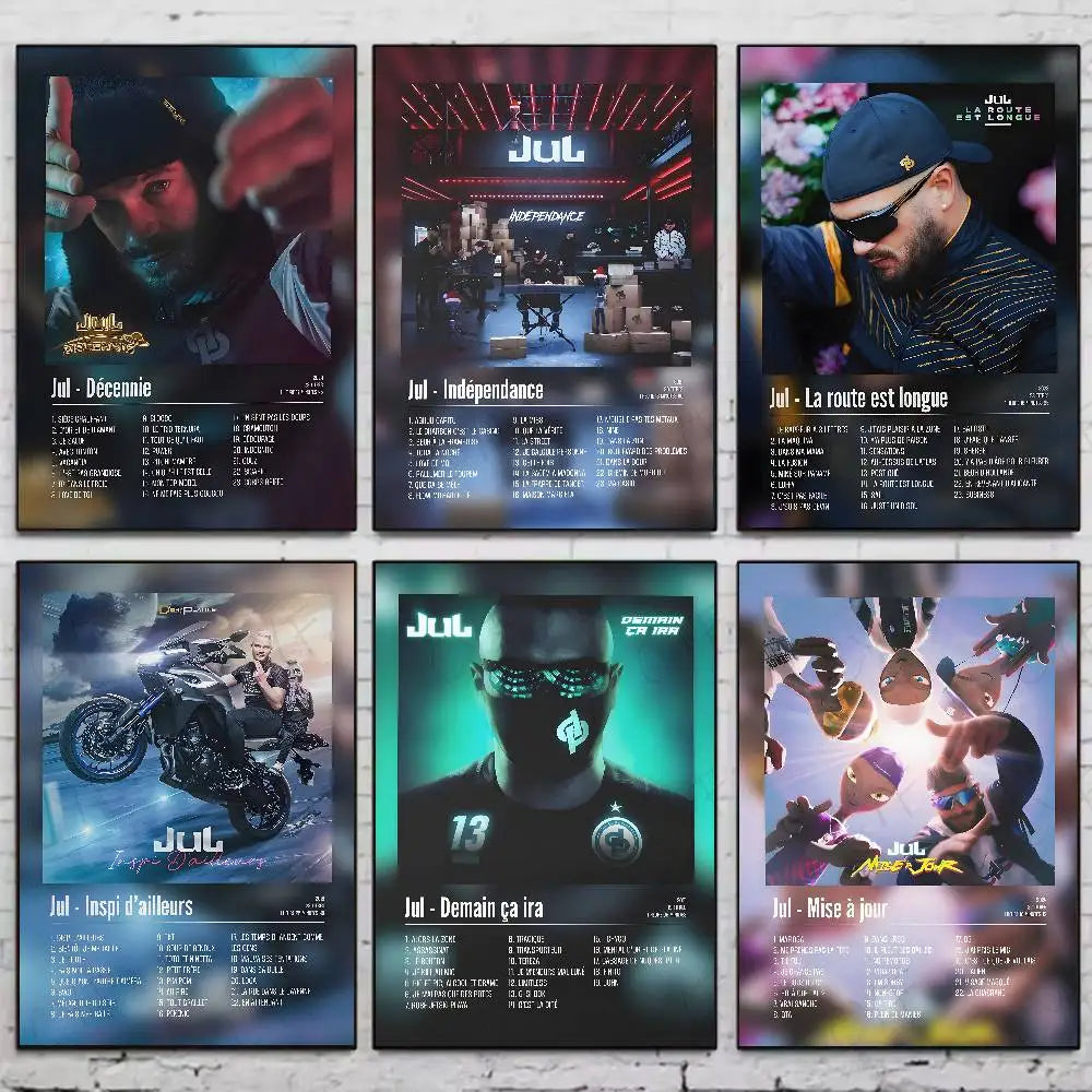 Set of six high-quality framed posters featuring popular music rapper designs for posters aesthetic wall and living room decor