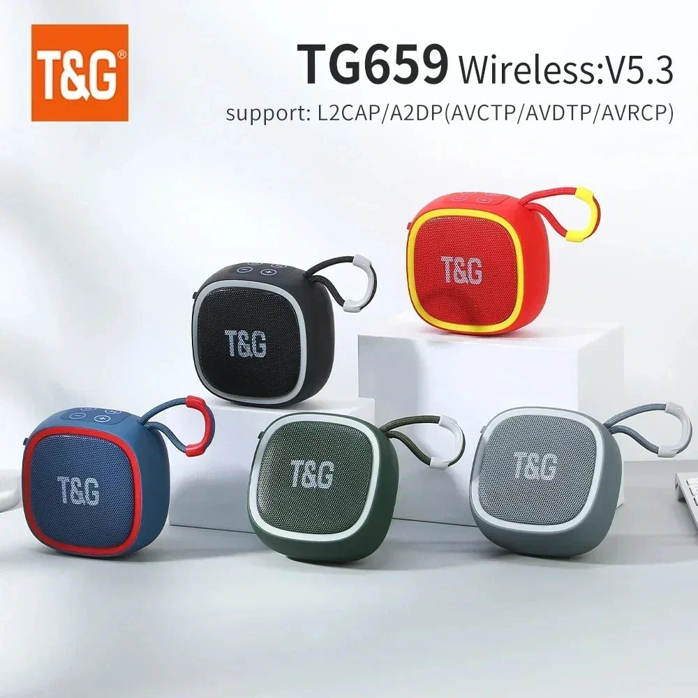 The t&g tg659 portable bluetooth speaker is a wireless waterproof subwoofer radio fm mini in multiple vibrant colors