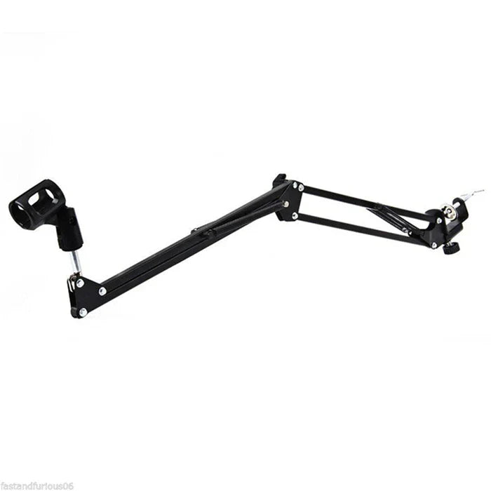 Black adjustable microphone boom arm with articulated joints and clamp for wired bm800 studio vocal recording ktv mic