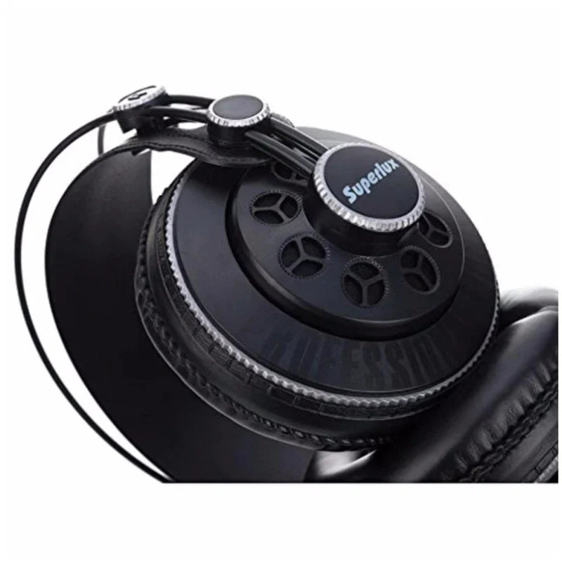 Black Superlux HD681B professional studio headphone with matte finish and silver accents for noise cancelling stereo monitoring headset