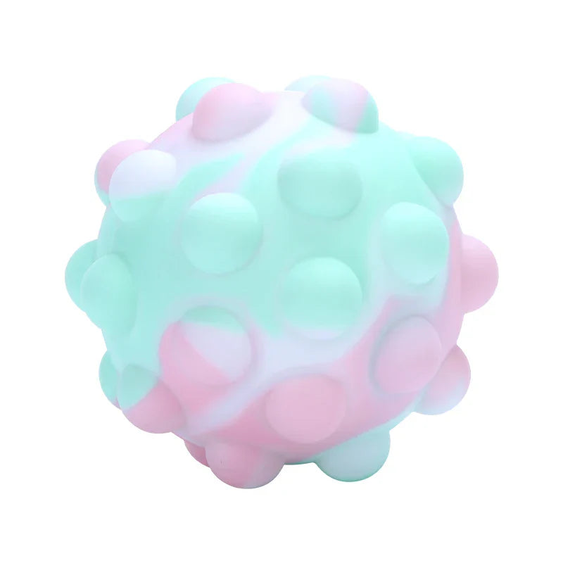 Pastel pink and mint green silicone squeeze 3d elastic rainbow pop ball push bubble antistress stress relief sensory toy