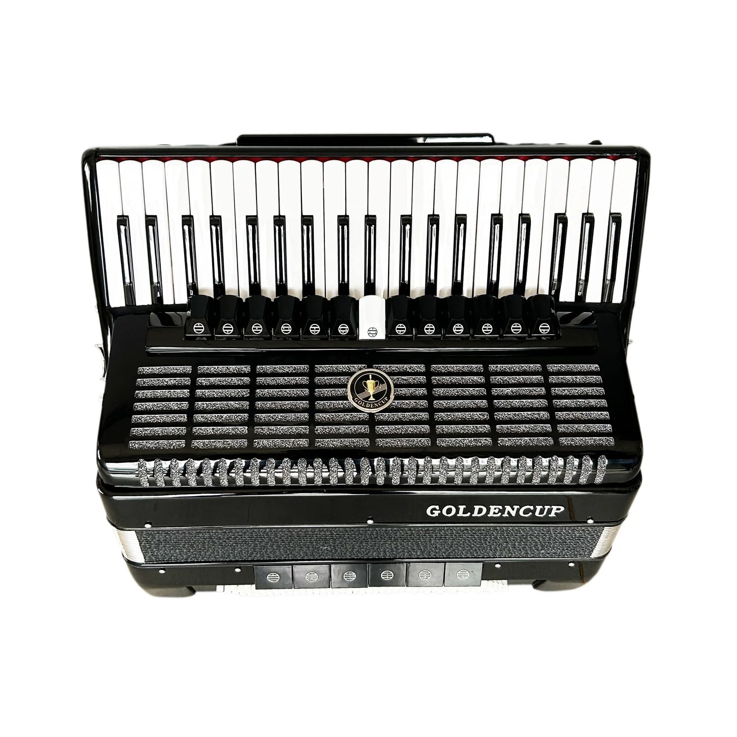 Black golden cup seasound professional piano keyboard accordion instrument acordeon jp2012b with glossy finish and silver accents