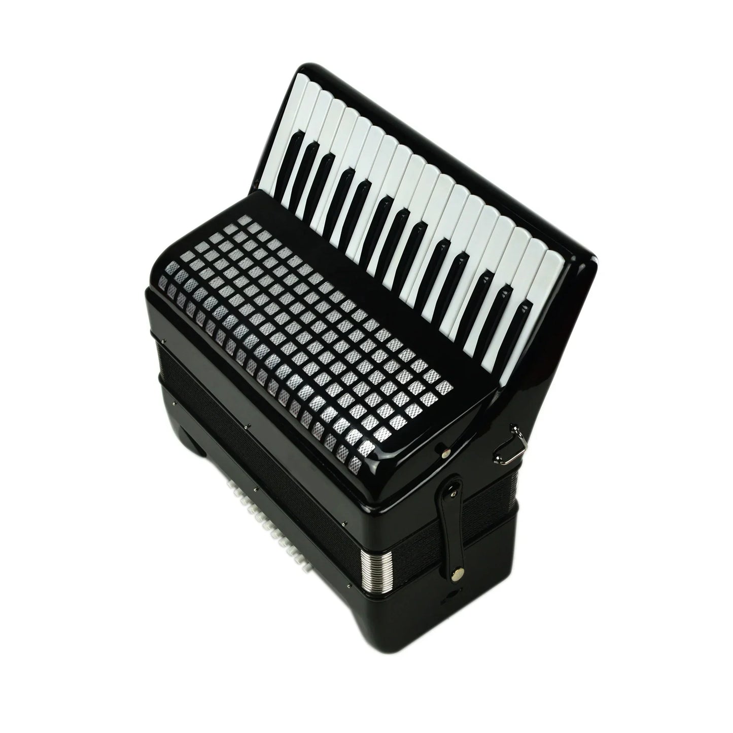 Black seasound keyboard accordion jp3232 with 32 keys bass black celluloid and textured silver bellows grille cloth