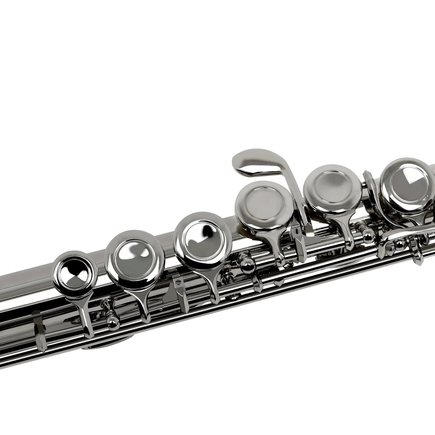Shiny silver slaDE 16 professional transverse flute with polished metal keys and box cleaning cloth for flute concert musical use