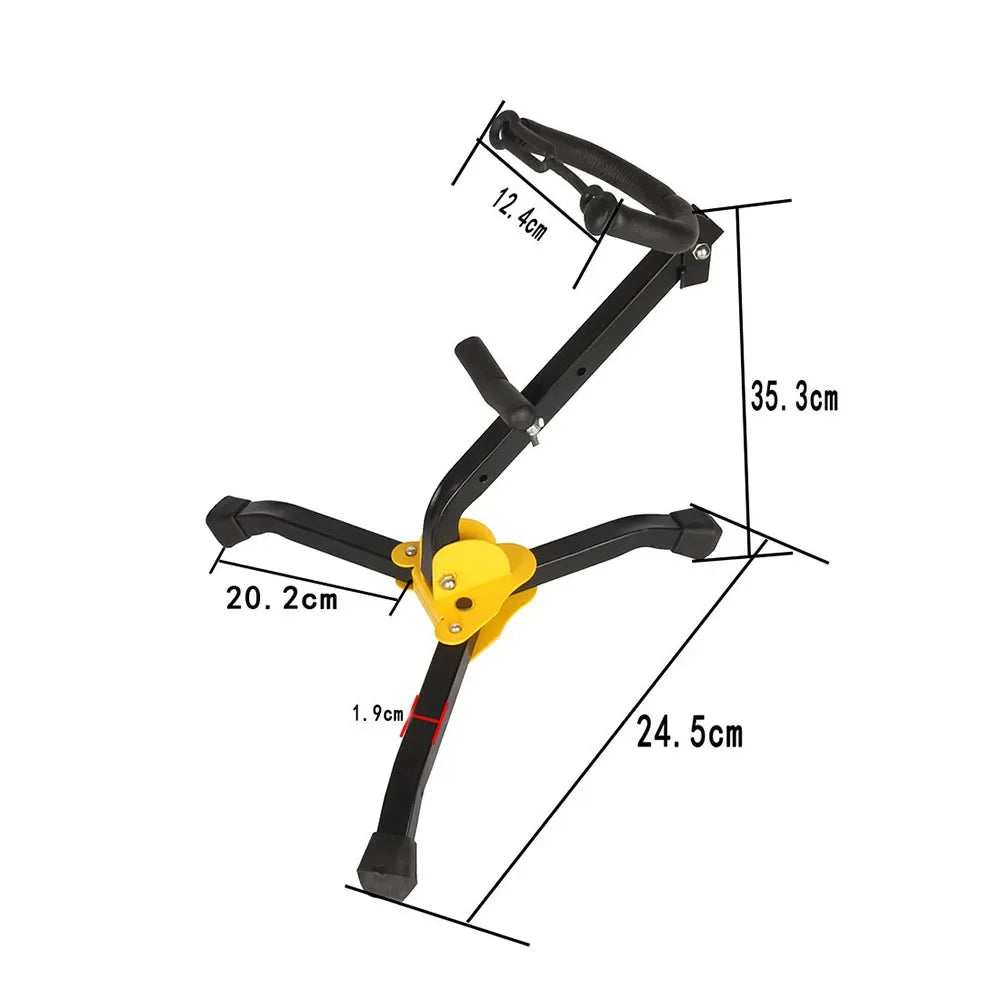 Black and yellow slade saxophone stand with adjustable tripod base professional stand metal for soprano portable foldable use