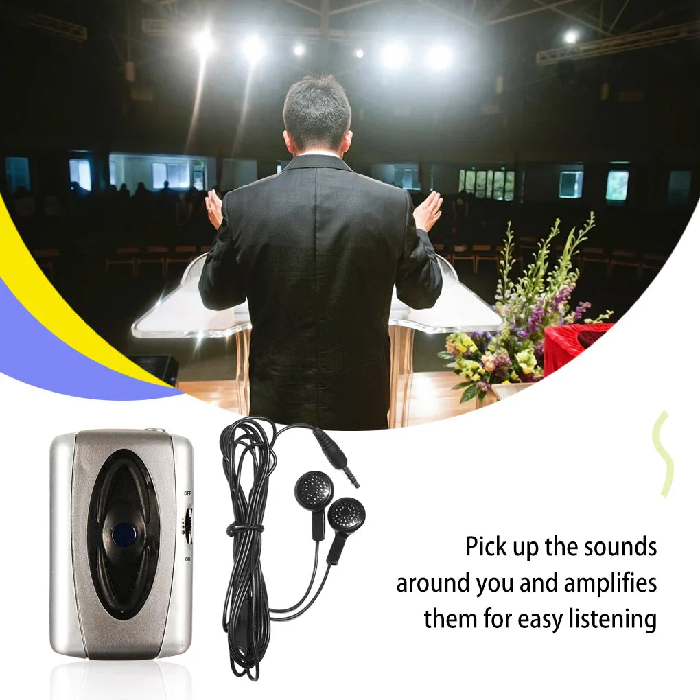 Silver rectangular amplifier device megaphone with black speaker grille and coiled cable for voice microphone theater plays church use