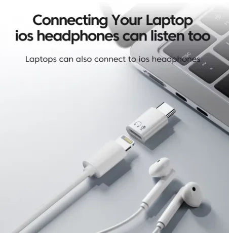 White usb c lightning earphone adapter with ios female audio port for iphone 15 16 and samsung devices