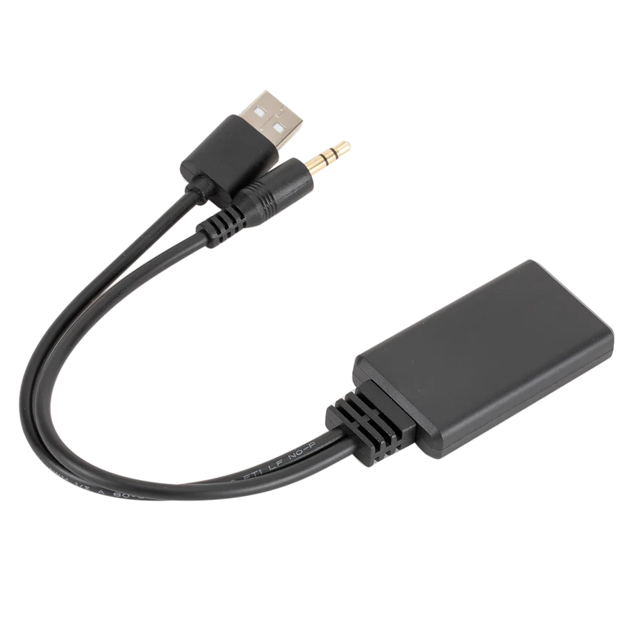 Black usb-to-3.5mm audio adapter cable with gold-plated jack for universal car wireless bluetooth music player audio