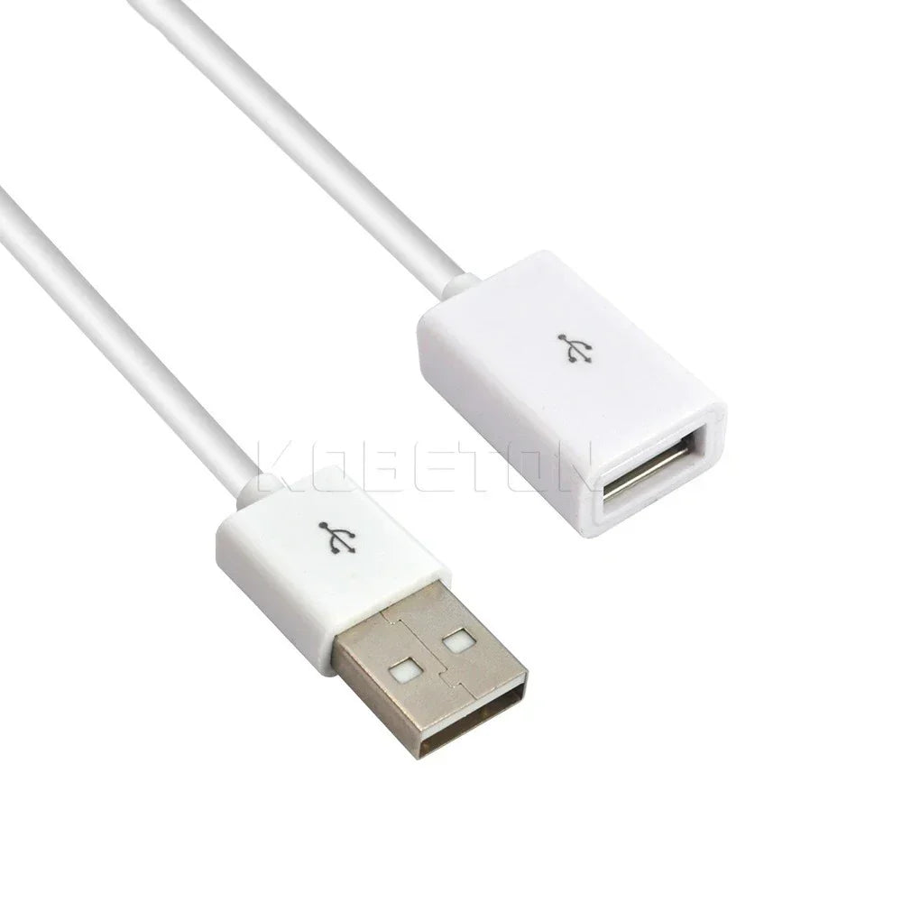 White usb 2.0 a male to female extension cable with metallic connectors for plues samsung note4 s6 edge laptop cord