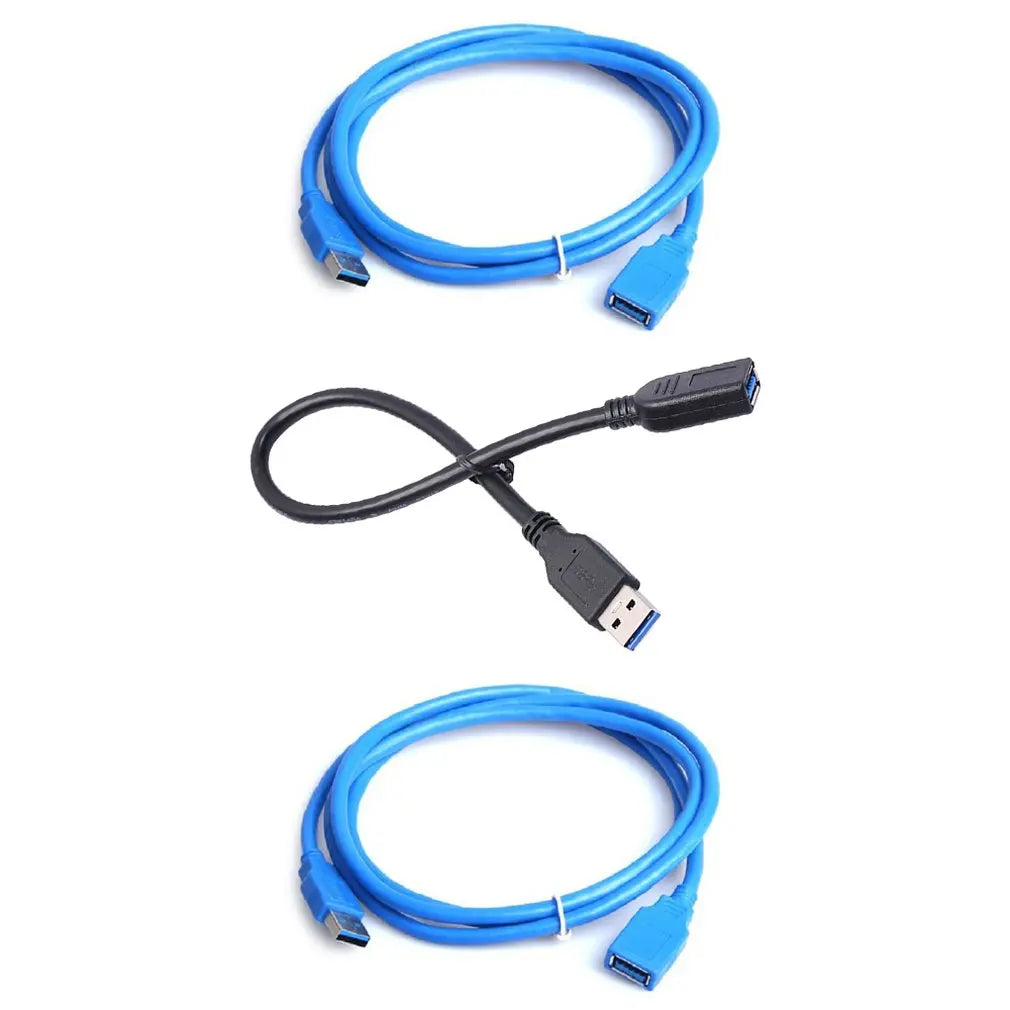 Blue usb 3.0 a male to a female extension cable with blue connectors and black cable for laptop mouse keyboard and hard disk computer