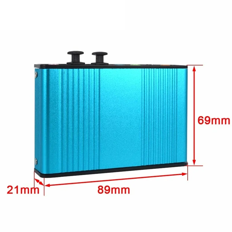 Blue aluminum alloy rectangular surround external sound adapter card durable with vertical ridges and black top buttons