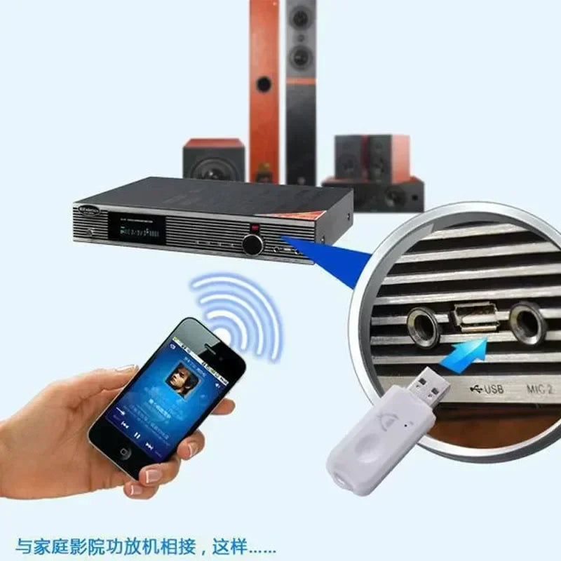 White usb bluetooth-compatible stereo music speaker receiver wireless audio adapter for phone and car connection