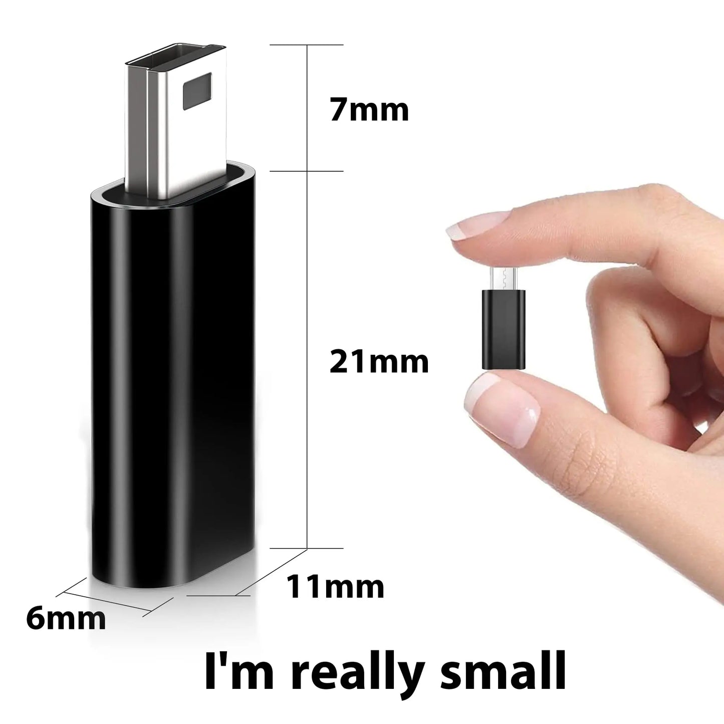 Black usb c to mini usb adapter with silver metallic tip for gopro hero 3 mp3 dash cam camera use