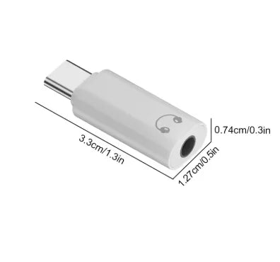 White usb type c to 3.5mm audio adapter with minimalist design and headphone icon for iphone15 samsung xiaomi huawei use