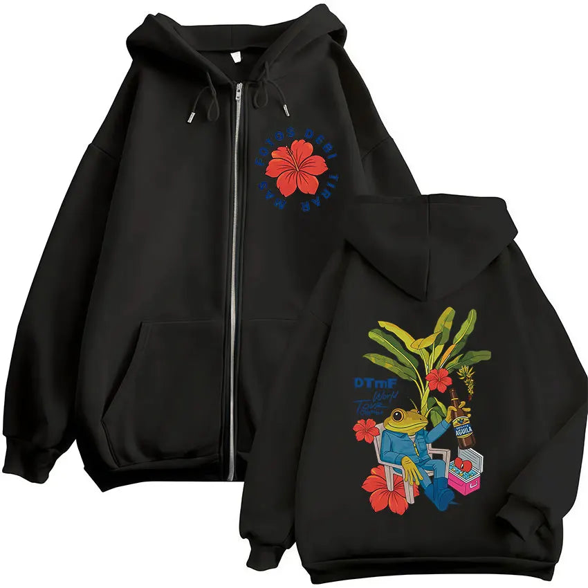 Rapper Bad Bunny Debi Tirar Mas Fotos DTMF 2026 Tour Zipper Hoodies Men Women Fashion Zip Up Hooded Sweatshirts Jackets Coats
