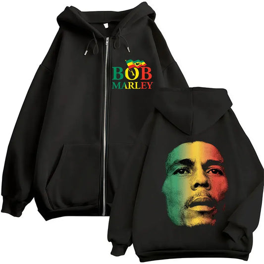 Rapper Bob Marley Album 2025 Zipper Hoodie Men's Hip Hop Fans Pullover Zip Up Sweatshirt Man Loose Fashion Coats Clothing Hoodie