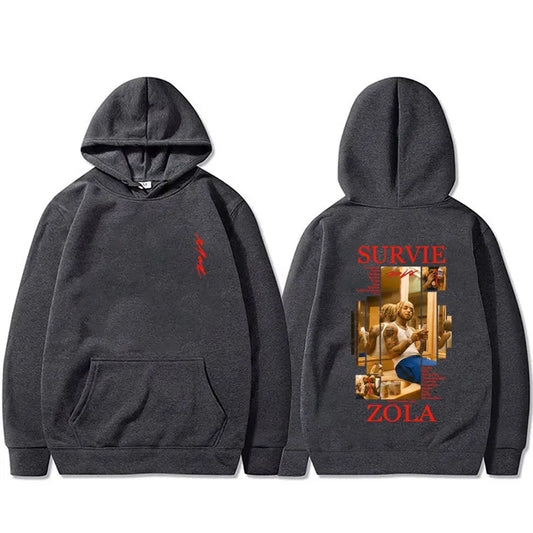 Rapper Zola Survie Graphic Hoodie Male Casual Fleece Cotton Sweatshirt Men's Women's Hip Hop Fashion Pop Music Pullover Hoodies