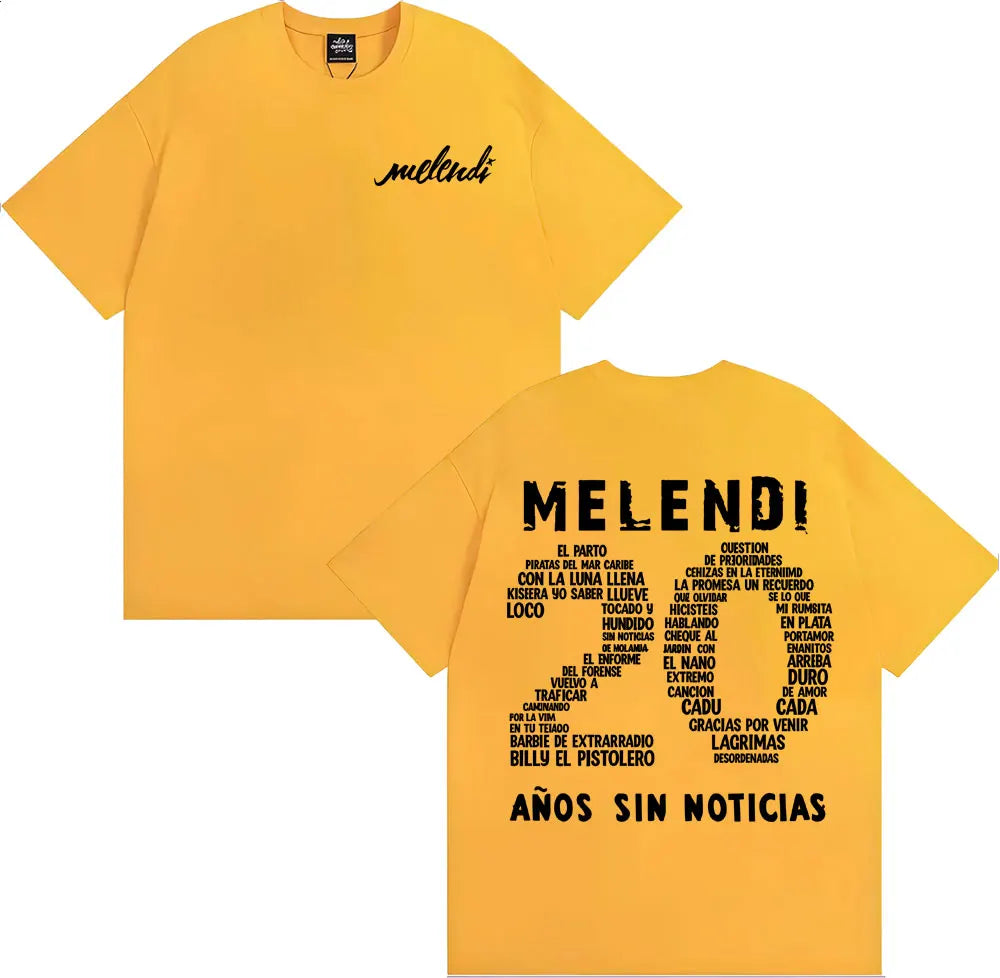 Rapper Melendi 20 Anos Sin Noticias Merch Tee Shirt Men Women Fashion Retro Short Sleeve T Shirt Cotton Casual Oversized T-shirt
