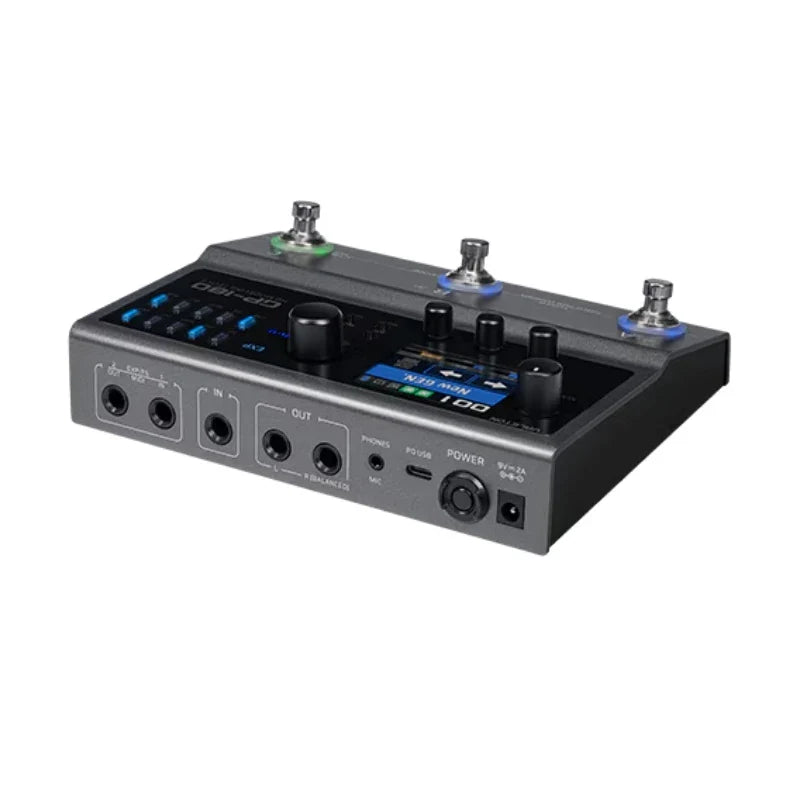 Black digitech gt-100 guitar effects pedal with digital display knobs and footswitches for valeton gp-180 multi-effects processor